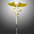 Unique Weapon Design Featuring Golden Wings And Coiled Snake On Staff