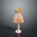 Yellow Floral V neck Dress on Pink Mannequin Stand Elegant Feminine Fashion