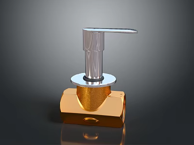 Durable Brass Hardware Valve with Silver Handle and Stable Base 3d model