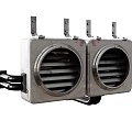 Dual Industrial Metal Square Devices With Circular Vents And Mounting Brackets