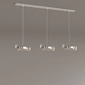 Three Modern Transparent Pendant Lights Hanging From Ceiling With Gray Background 3d model