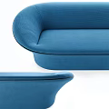 Blue Modern Curved Sectional Sofa With Upholstered Design And Comfortable Seating 3d model