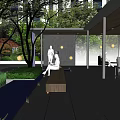 Garden Landscape With Paved Pathways People Relaxing On Benches And Lush Green Foliage