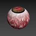 Game Movie Character Detailed Eyeball Design With Red Iris Gold Pupil and Textured Sclera