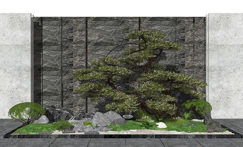 New Chinese style landscape sketch landscape sketch landscape wall 3d model