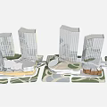 Modern Commercial Complex With High Rise Buildings And Green Landscaped Areas