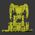 3D Mechanical Robot Character With Biomechanical Design And Rusty Industrial Base 3d model