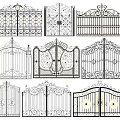 European-style wrought iron gate combination 3d model