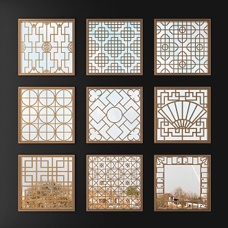 New Chinese-style openwork window 3d model