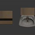 Vintage Carved Stone Washbasin Components With Decorative Base And Metal Faucet