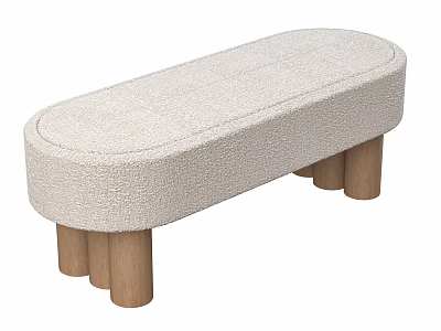 Modern Minimalist Upholstered Bench With Oval Padded Seat And Wooden Legs 3d model