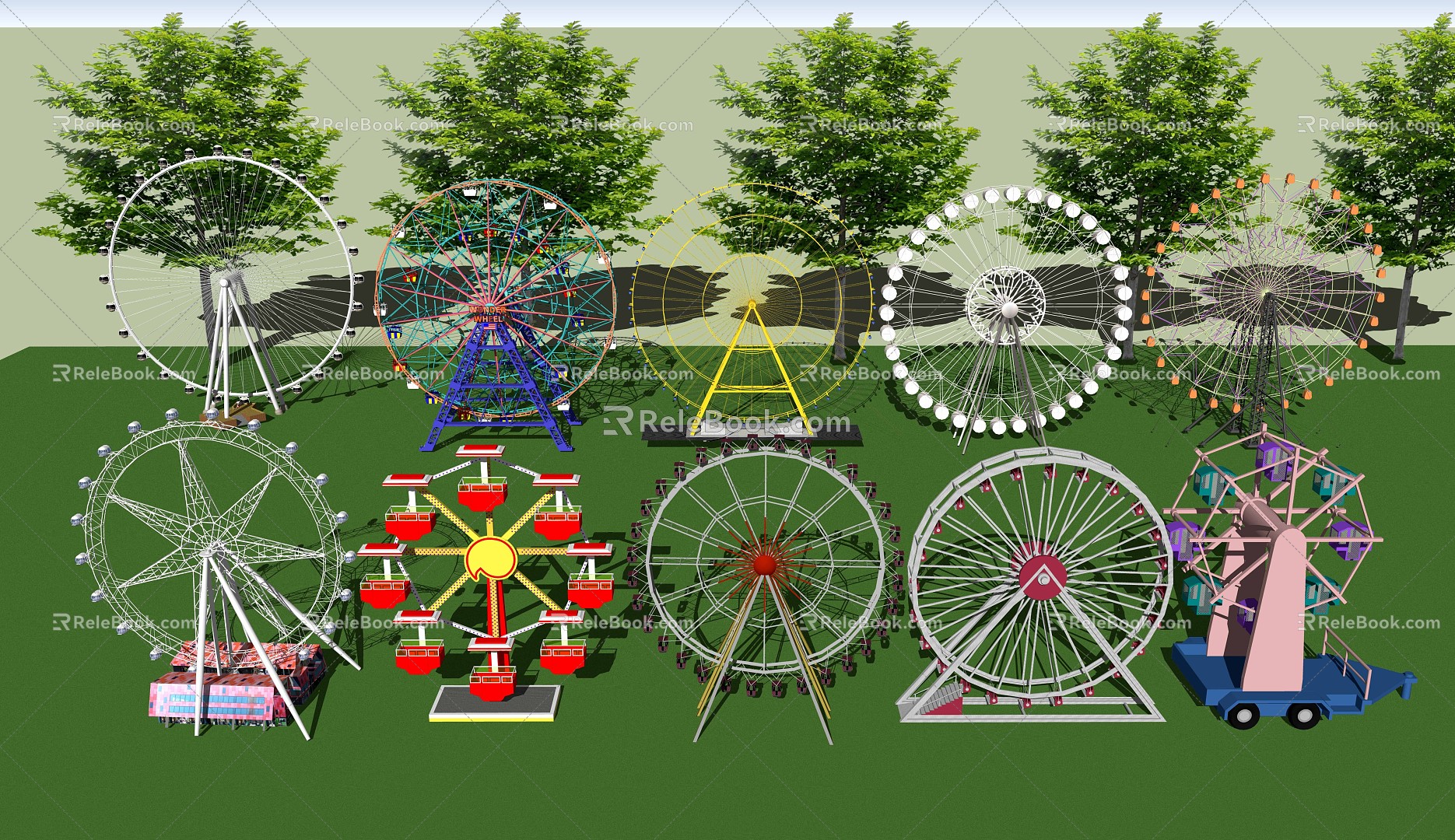 Modern Ferris Wheel 3d model