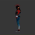 3D Character With Biological Armor Red Blue Spiked Shoulders Horned Helmet Sci Fi Design