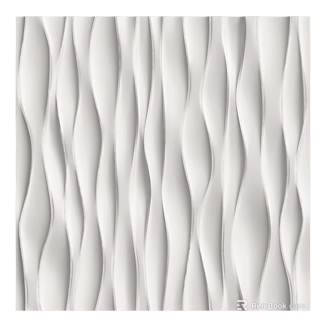 White Wavy 3D Textured Decorative Wall Panels For Modern Interior Design 3d model 
