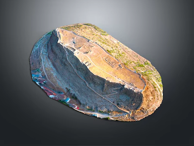 Breathtaking Natural Mountain Cliff Landscape With Layered Terrain And Green Vegetation 3d model