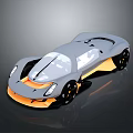 Gray Concept Sports Car With Orange Accents And Sleek Aerodynamic Design