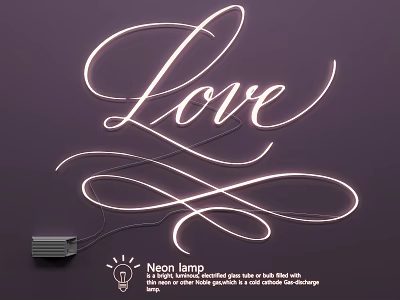 Illuminated Neon Lighting Combination with Love Lettering for Modern Wall Decor 3d model