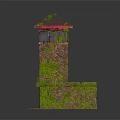 Fire Station Brick Structure With Moss Covered Walls Red Doors Roof Edge And Tower