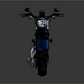 Classic Blue Motorcycle With Black Leather Seat Silver Exhaust And Stylish Graphics