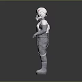 Futuristic Sci Fi Character In White Helmet And Gray Armor Suit Standing Pose