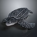 Black Turtle With White Spots On Shell And Flippers Against Dark Background 3d model