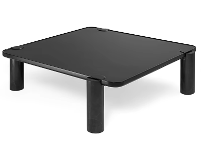 Modern Black Square Coffee Table With Smooth Glass Top And Sturdy Metal Legs 3d model