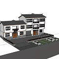 Traditional Chinese Two Story Detached Villa Exterior With White Walls Dark Roof And Greenery