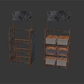 Metal Retail Display Shelving Units With Multiple Shelves Boxes And Top Signboards