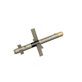 Military Missile With Cross Shaped Fins And Golden Tip Cylindrical Body