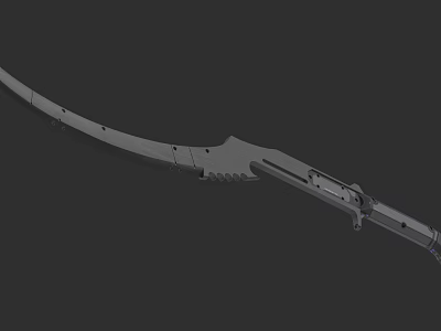 Tactical Long Handle Weapon With Serrated Blade And Military Design Features 3d model