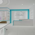 Modern Stylish Cosmetics Shop Front Reception With Elegant Marble Wall And Neat Product Display Shelves