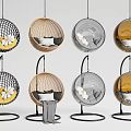 Stylish Hanging Chairs in Rattan Metal Mesh Designs with Cushions and Flowers