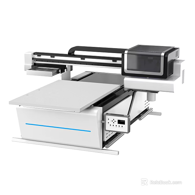 Industrial Flatbed Digital Printer With Display Screen And White Body Design 3d model 