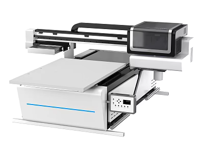 Industrial Flatbed Digital Printer With Display Screen And White Body Design 3d model