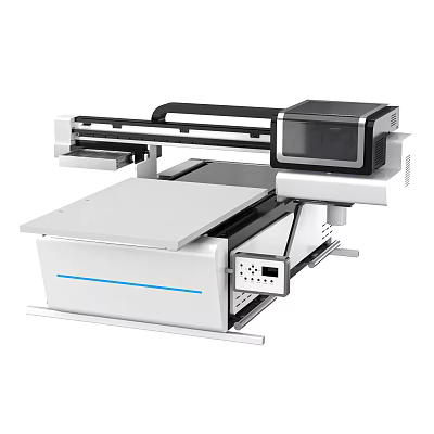 Industrial Flatbed Digital Printer With Display Screen And White Body Design 3d model