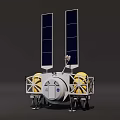 Lunar Spacecraft With Solar Panels Yellow Modules And White Structure Design 3d model