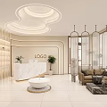 Modern Beauty Hair Salon Interior With Open Space Marble Counter Sofa And Elegant Lighting