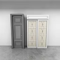 Modern Dark Gray and White Swing Doors with Glass Panel Patterns in Minimalist Space