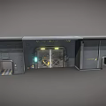 Futuristic Sci Fi Facility Design With Metal Panels Illuminated Doors And Glowing Lights