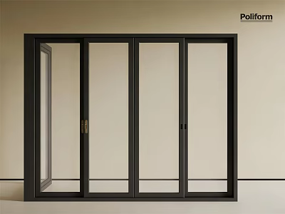 Sleek Black Frame Casement Door With Glass Panels Modern Interior Design 3d model