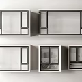 modern windows bay windows casement windows floor-to-ceiling windows glass windows broken bridge aluminum windows 3d model