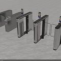 Modern Public Facility Turnstiles With Facial Recognition For Access Control In Public Areas