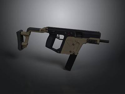 Tactical Modern Weapon With Black And Tan Design Folding Stock And Rail System 3d model