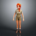 Red Haired Adventurer Character With Friendly Animal Creature In Outdoor Setting