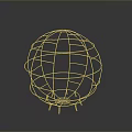 Metal Spherical Frame Decorative Art Piece With Support Legs And Circular Top Panel