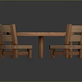 Simple Solid Wood Dining Set With Round Table And Four Wooden Chairs