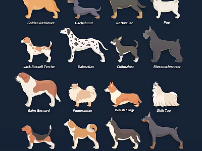 Cartoon dog avatar pet dog silhouette animal cute illustration clip art 3d model