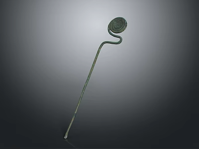 Woman Adorning Traditional Ancient Bronze Hairpin With Circular Decorative Top 3d model