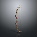 Traditional Decorative Bow Weapon With Curved Wooden Structure And Colorful Carved Accents