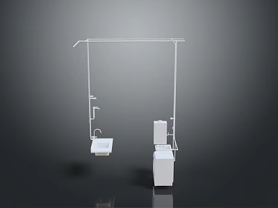 Modern Bathroom Equipment Set With Sink Toilet Shower And Hanging Frame 3d model